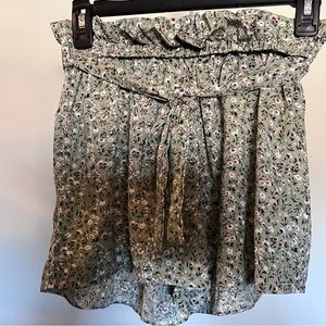 Green floral shorts